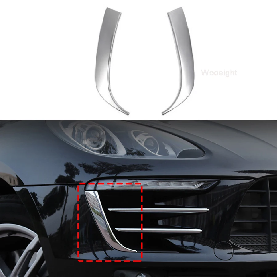 

Wooeight 2x ABS Chrome Headlights Eyebrow Eyelids Trim Stickers Car Side Cover Fit For Porsche Macan 2014 2015 2016 2017 2018