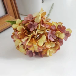 Silk Hydrangea Artificial Flowers for Home and Wedding Decor (Orange)