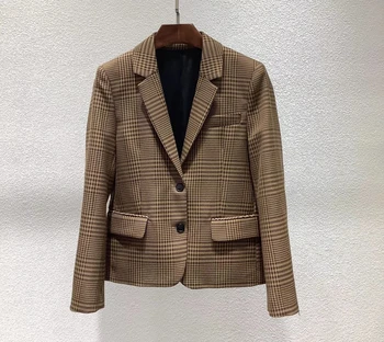 

2020 New Autumn and Winter Women's British Style Plaid Small Suit Short blazer coat