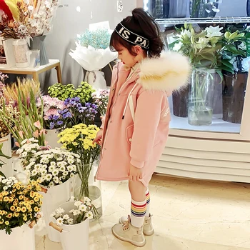 

Teen Girl Denim Jacket Plus Fur Warm Toddler Children's winter girl's cotton padded clothes baby's thickened cotton padded coat