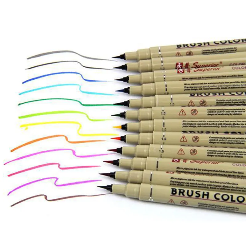 

Needle Pen Set Art Marker Children School Office Supplies Watercolor Sketching Fine Drawing Brush Color Pens