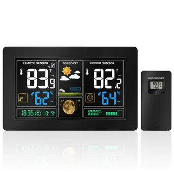 

RCC Wireless Weather Station Temperature Humidity Sensor Colorful LCD Weather Forecast Snooze Alarm Clock in/outdoor