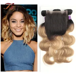 3 Bundles with 4x4 Lace Closure Free Part 200g/set Body Wave Ombre Honey Blonde 12-22inch Remy Human Hair Weave Bobbi Collection