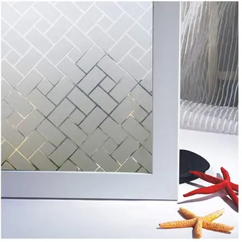 

LUCKYYJ Privacy Window Film,Non-Adhesive Frosted Window Glass Sticker Anti-UV Decor for Bathroom Shower Door Home Office Windows