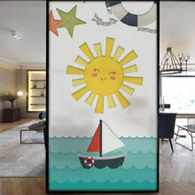 Индивидуальный размер, стеклянная пленка, Электростатическая мультяшная защита конфиденциальности, защита от ультрафиолета, винил, непрозрачный, многоразовый, съемный оттенок, пленка 40 см x 80 см