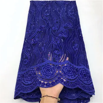 

African Net Lace Fabric, High Quality Elegant Milk Silk Sequins Nigerian Wedding Lace Fabrics 5Yards Sequins French Tulle lace