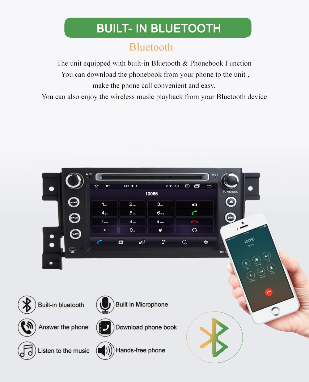 Sale Bonroad 7"2Din Android 9.0 Car dvd For suzuki grand vitara 2007-2013 Stereo gps navigation car radio USB audio video player 7