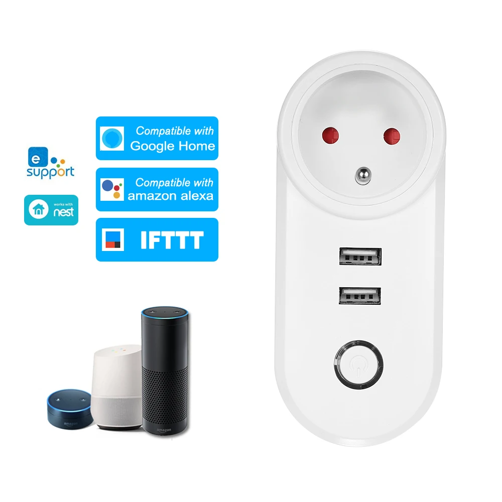 EWeLink ЕС Тип E мини-разъем Smart Wi-Fi розетка Plug Функция времени голос Управление