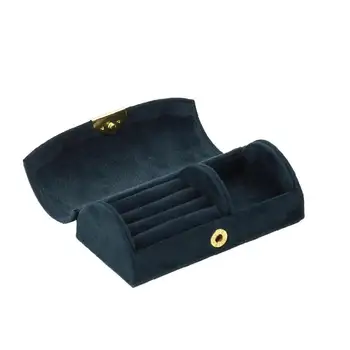 

Beaded Velvet Portable Jewelry Bag Arched Face Jewelry Storage Bracelet Earrings Jewelry Storage Box for Women Light Dark Blue