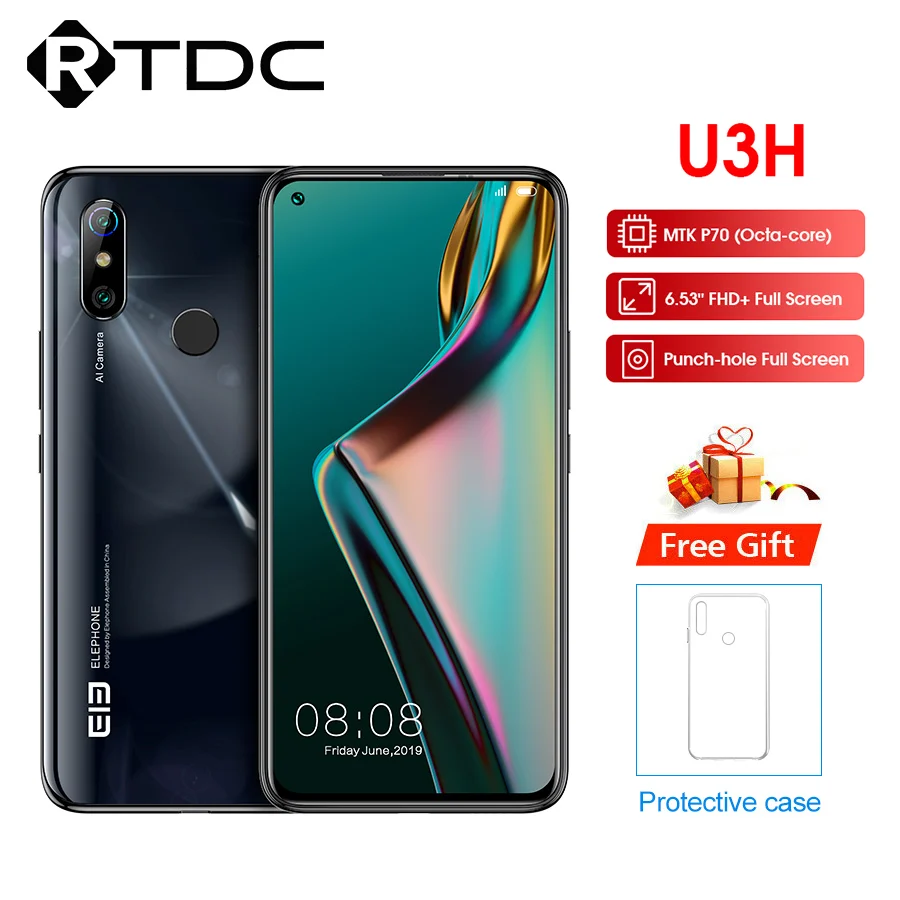 Смартфон ElEPHONE U3H на Android 10 восемь ядер экран 6 53 дюйма ГБ + 128 ГБ|Смартфоны| |