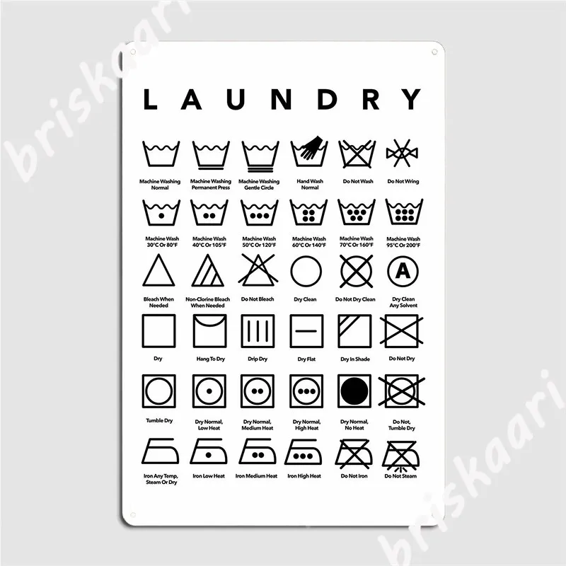 

Laundry Instructions Poster Metal Plaque Printing Bar Cave Cinema Garage Garage Decoration Tin Sign Posters