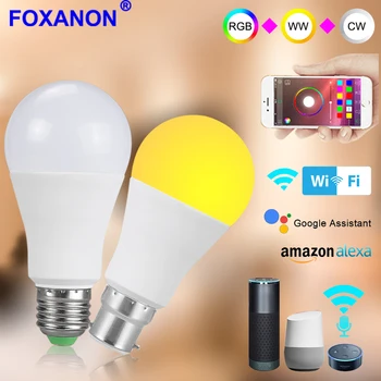 

LED Dimmable E27 B22 WiFi Smart Ligting LED Light Bulb RGB App Controlled Alexa Compatible Google Assistant 85-265v