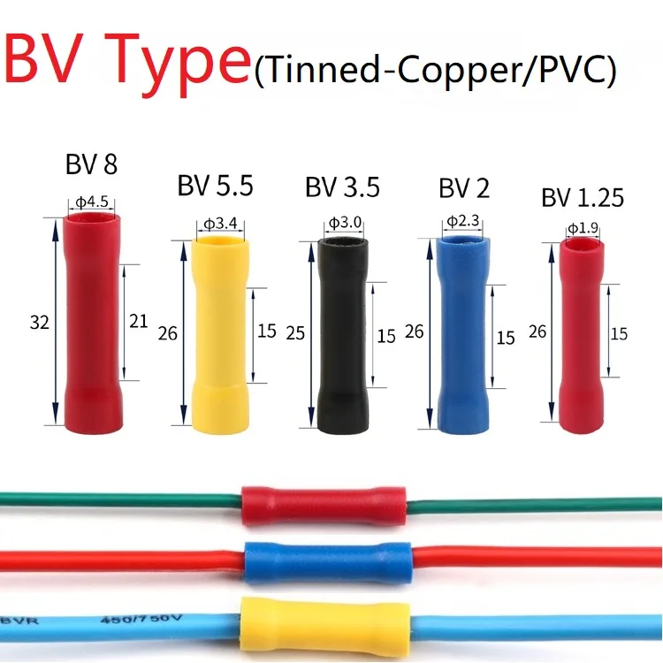 50 шт. изолированные соединительные клеммы BV8 BV1.25 BV2 BV3.5 BV5.5 | Обустройство дома