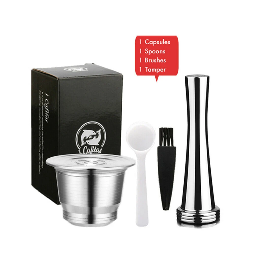 As picture ICafilas Nespresso многоразовые фильтры многоразовые кофейные капсулы Pod из нержавеющей стали Эспрессо кофейные фильтры и трамбовки XY012 - Цвет: As picture