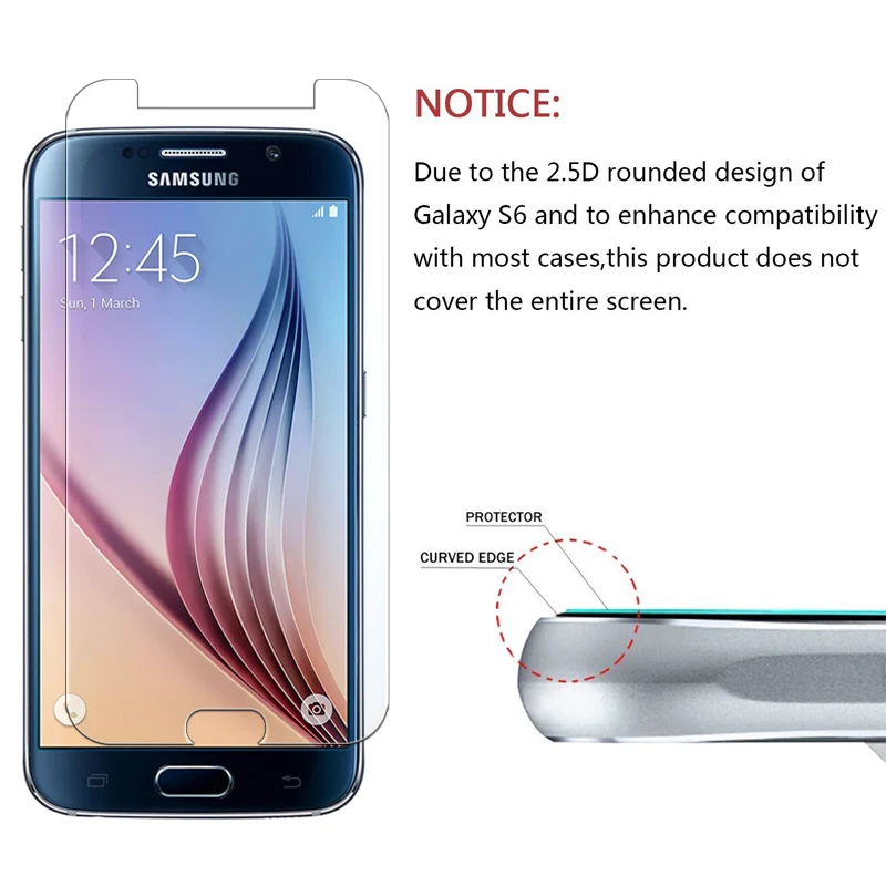 1-3 шт Защитное стекло для samsung galaxy s6 Закаленное стекло протектор экрана s 6 6s galaxy s6 samsung s6 защитная пленка