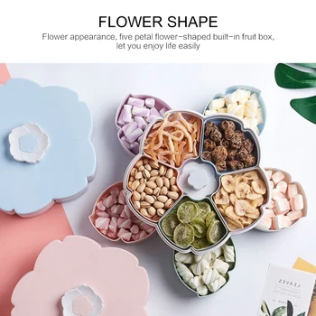 

Single / Double-Layers Rotating Flower Shape Storage Box Wedding Snack Fruit Candy Box Organizer For Food Container Storage Bins
