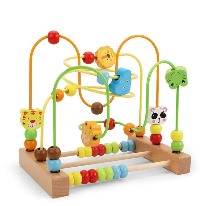 

Bead Maze Toy for Toddlers Wooden Colorful Roller Coaster Educational Circle Toy