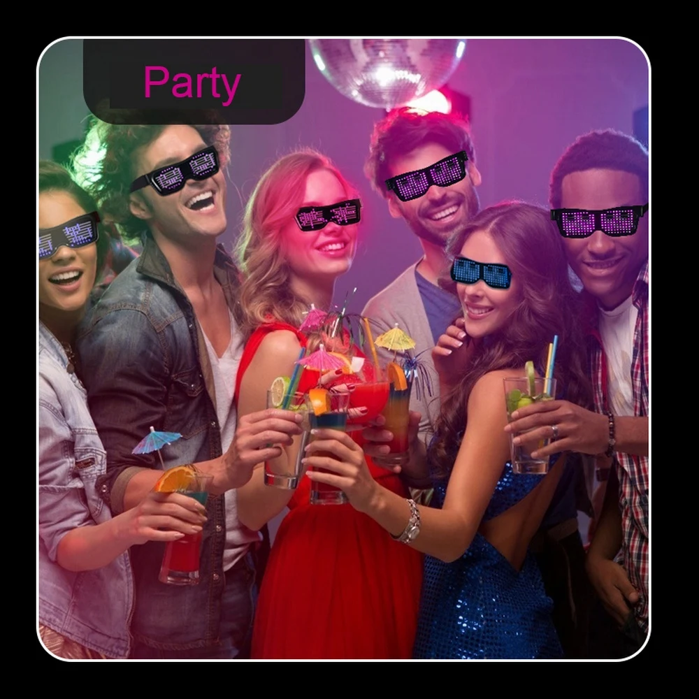 Светодиодные очки для вечерние Magic с Bluetooth управление через приложение