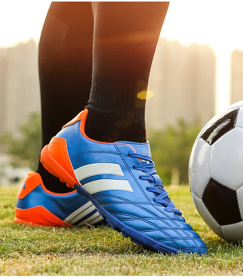 Детская футбольная обувь, размер 32-42, Chuteira Futebol, Уличная обувь черного и синего цвета, мужские легкие кроссовки, Детские Сникерсы, Futsal