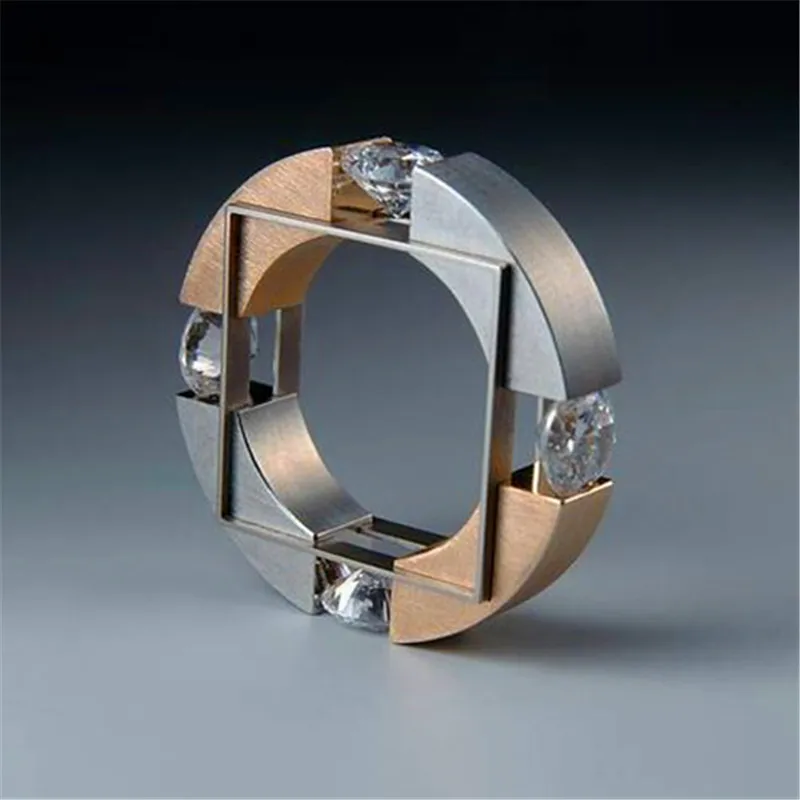 Уникальное Стильное женское серебряное розовое золото модное кольцо для пальца кристалл маленький фианит каменное кольцо винтажные Свадебные Кольца для женщин