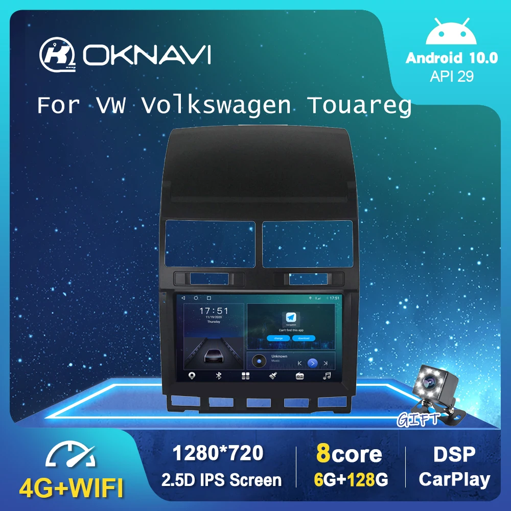 Автомагнитола на Android 10 0 для VW Volkswagen Touareg 2004-2011 мультимедийный проигрыватель с GPS