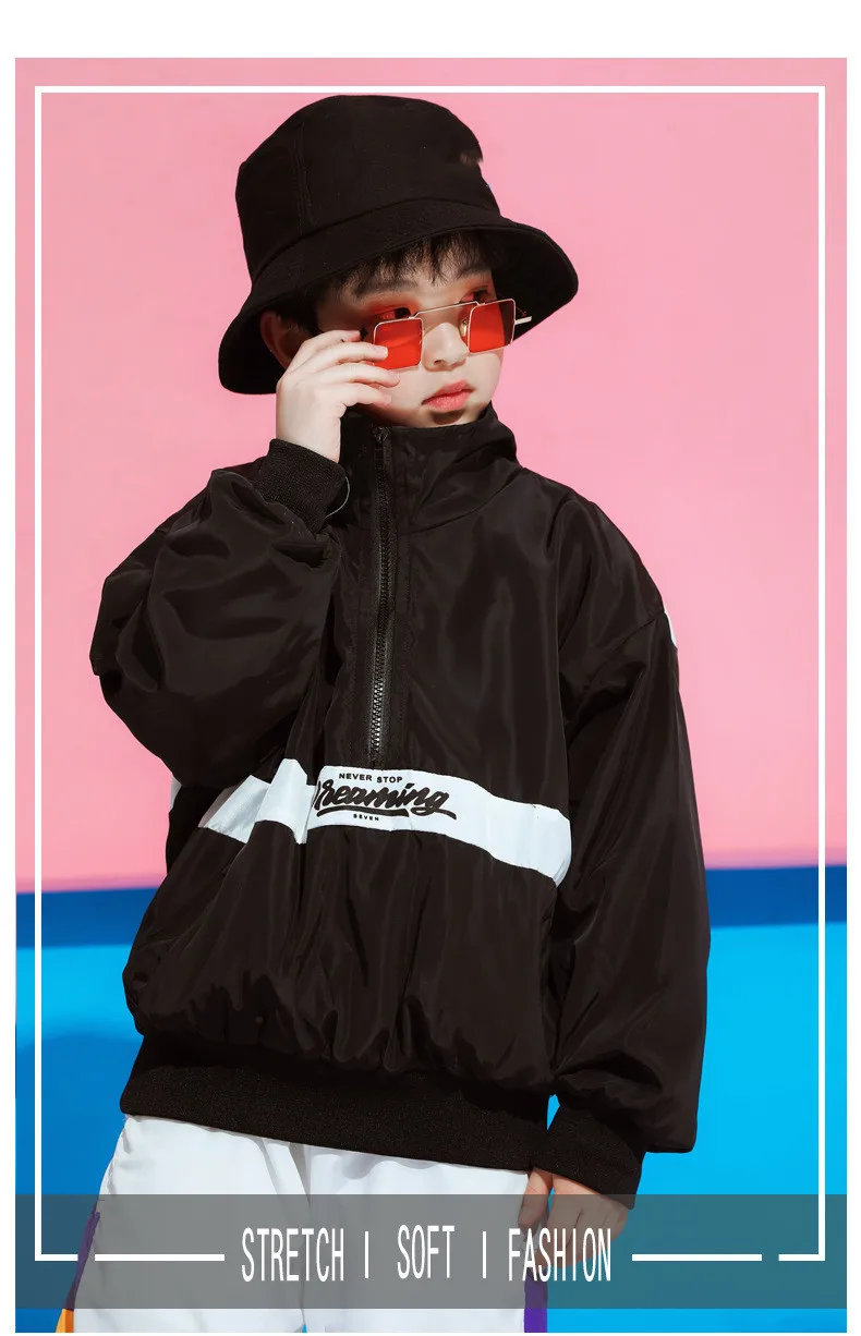 Children's Street Dance Wear Suit Loose Jacket+Pants 2 Piece Set Kids Girls Boys Hip Hop Costumes for Stage Performance 4-18T (6)