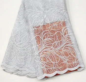 

luxury french lace fabric with beads white african lace fabric tulle dentelle africaine fran ais perle bridal fabric 5yard/lot