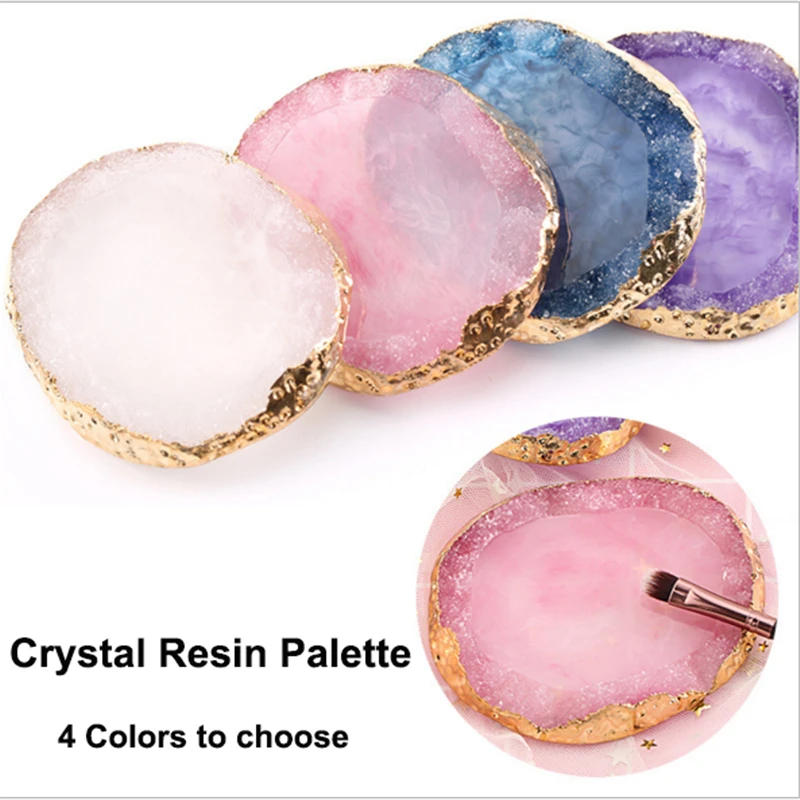 Imitation Agate Crystal Resin Nail Color Paint Palette Holder Drawing Art for Mixing Display |