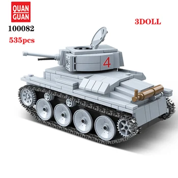 

WW2 Military LT-38 German Light Tank Soldier Weapon Building Blocks WW2 Military Tank weapon accessory Bricks Toys For Children
