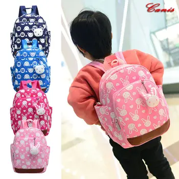 

1~5Y Children Kids Boys Girls Animal Cartoon Print Pandent Backpack School Bag Rucksack Soft Back Soft Handle Light Weight