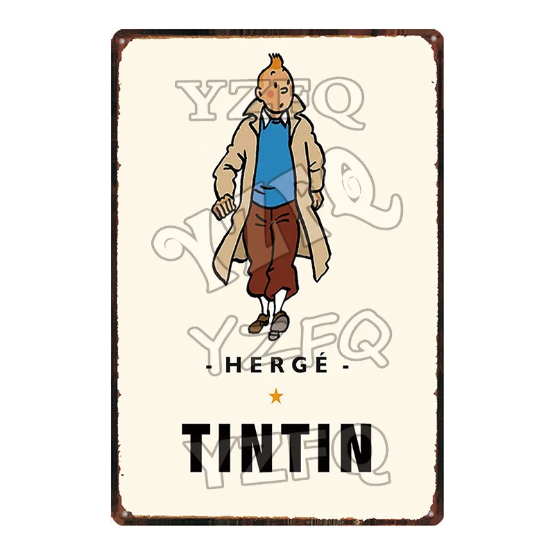DU-5252 Tintin мультфильм жестяная вывеска металлическая тарелка потертый шик железная живопись детская комната настенный бар домашнее искусство Ремесло Декор 30X20 см DU-5237A - Цвет: DU-5252