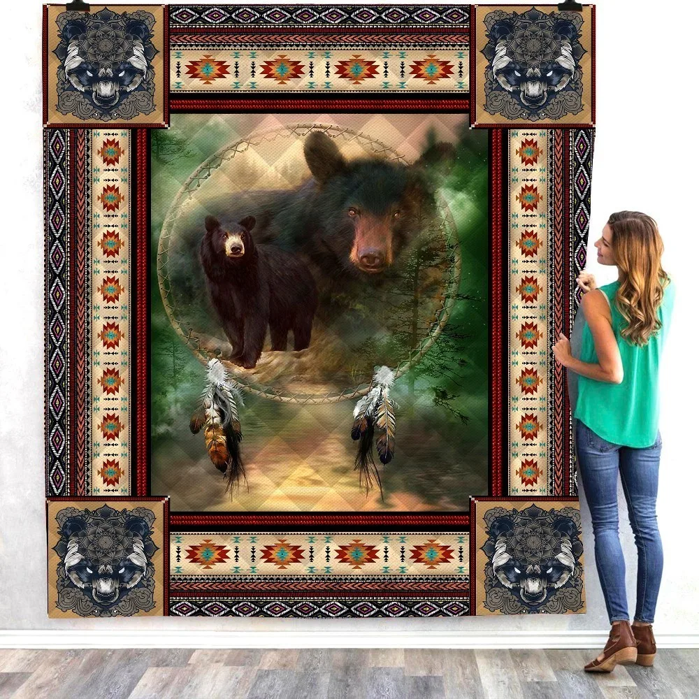

Dropshipping Animal Beer Horse Deer Dragon Print Quilt Blanket For Kids School Adults Soft Outdoor Thin Cotton Quilt King Size