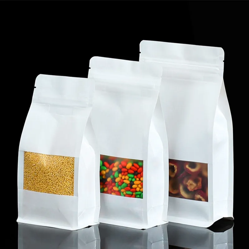 Kraft Paper High Clear Window Zip-Lock Bags Stand Up Food Dried Fruits Tea  Beaf Coffee Heat Sealing Packaging Storage Pouches - AliExpress