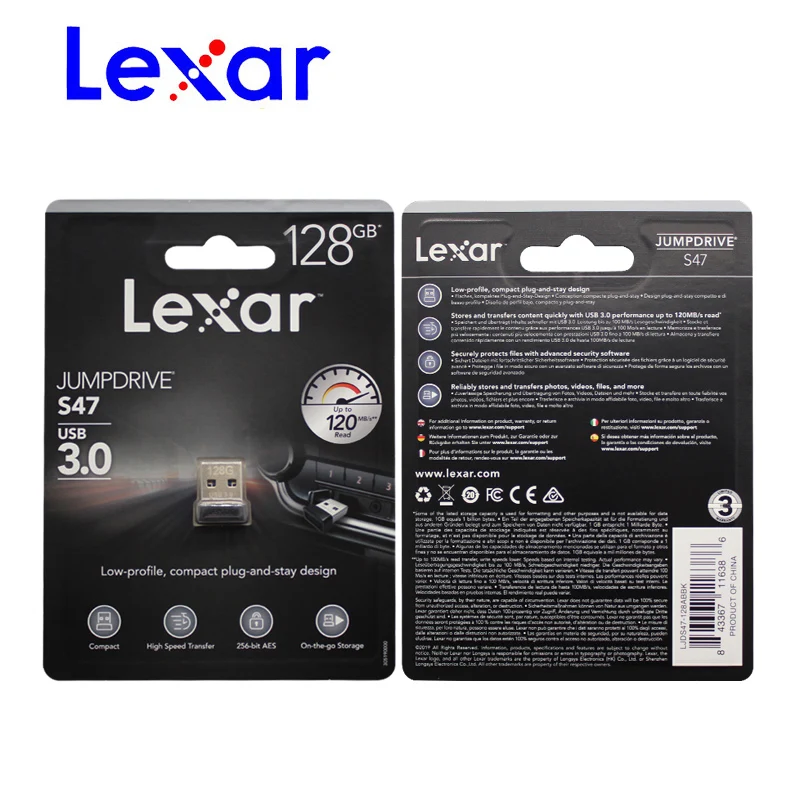 Оригинальный USB флеш накопитель Lexar S47 3 1 дюйма 128 ГБ максимальная скорость чтения