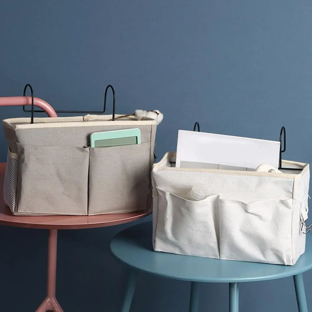 

Freshman School Storage Hanging Bag Large Capacity Canvas Storage Basket For Dormitory Bed Sofa Storage Organizer