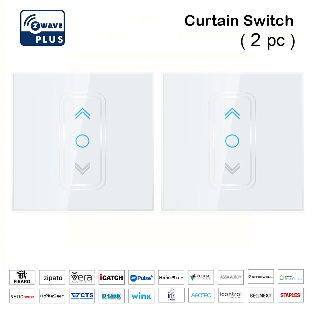 Z Wave Plus занавес переключатель ЕС умный электрический моторизованный занавес слепой Ролик затвора дистанционное управление переключатель совместимый для Fibaro - Цвет: White-1way-2pc