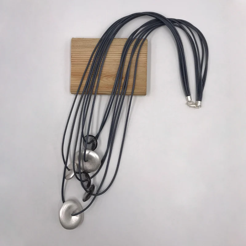 

Kara&Kale Boho Fashion Jewelry Gothic Layered Necklace Wax Cord Resin and CCB Bead Vintage Collares Long Pendant Necklace Women