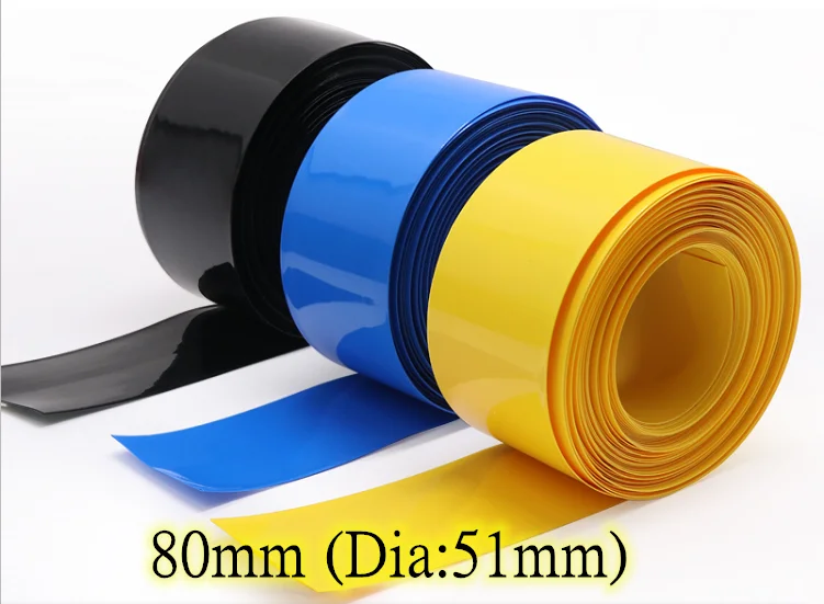 

80mm Width 18650 Lithium Battery Film Wrap PVC Heat Shrink Tube Sheath Cover Insulated Cable Sleeve Pack Protection Multicolor