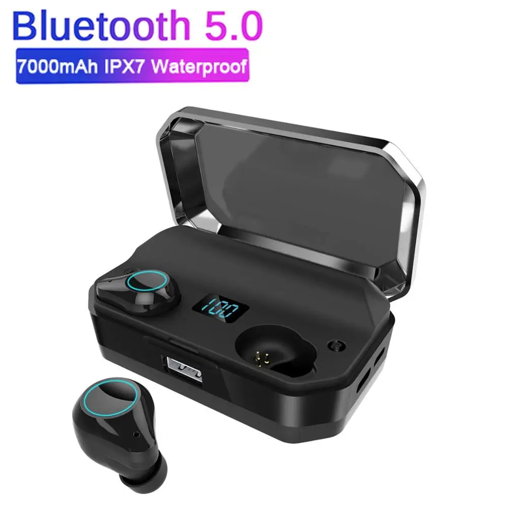 Беспроводные наушники Bluetooth V5.0 X12 TWS, беспроводные Bluetooth наушники, светодиодный дисплей, 8000 мАч, гарнитура с микрофоном и сенсорной клавишей - Цвет: T9