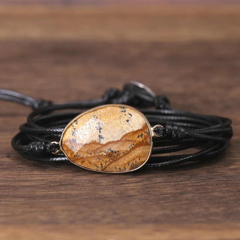 wrap браслет из натурального камня Picturestone Boho браслет дружбы для мужчин и женщин браслет с надписью подарки дропшиппинг