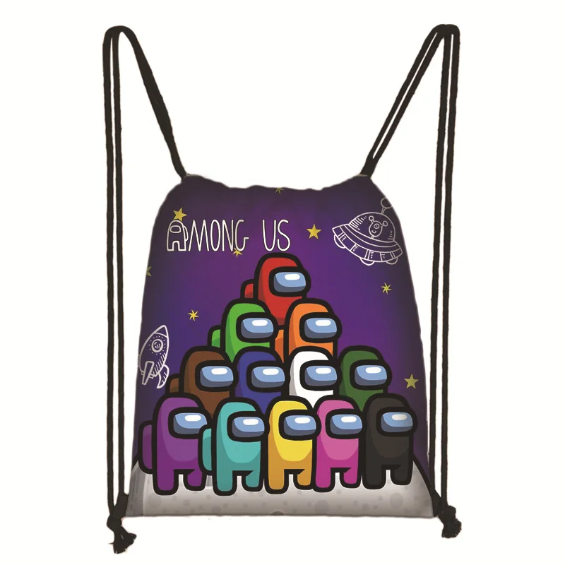 Drawstring Backpack Bag Travel-Bag Bundle-Pocket-Anime Game-Among Outdoor Portable US