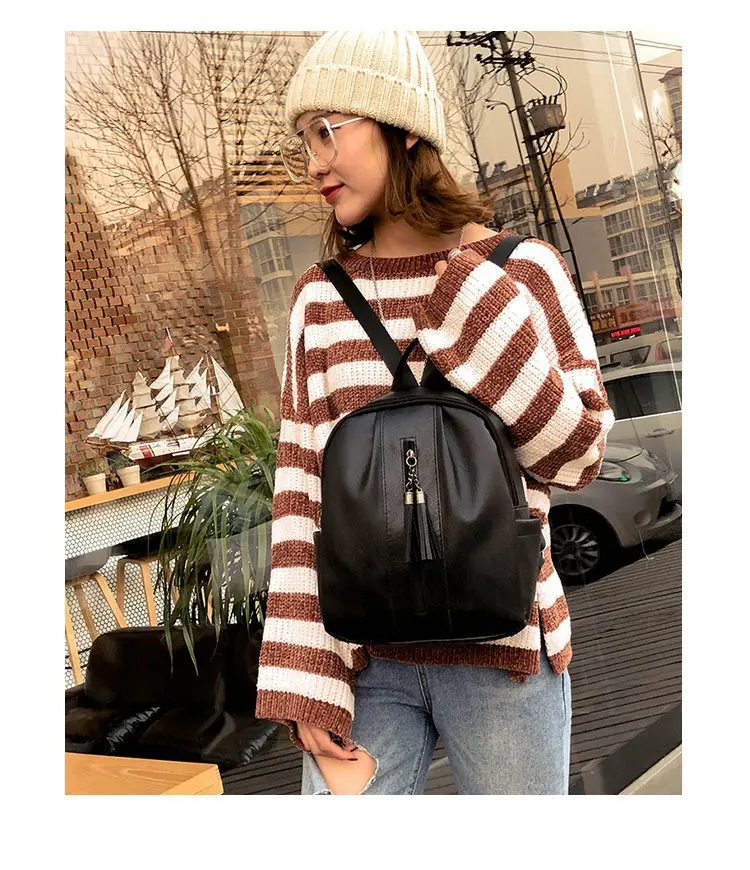 

Outdoor Tassels New Style Capacity Ultra Large Backpack Korean-style PU Leather