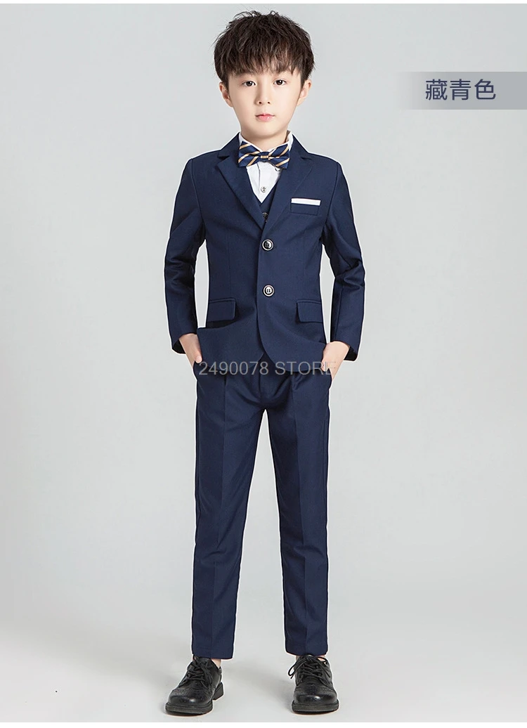 jacket vest pants Костюм с цветочным узором для мальчиков на свадьбу, детский деловой Блейзер, брюки с жилеткой, галстук, для девочек, для выпускного вечера, для выступлений, для танцев, Детский костюм - Цвет: jacket vest pants