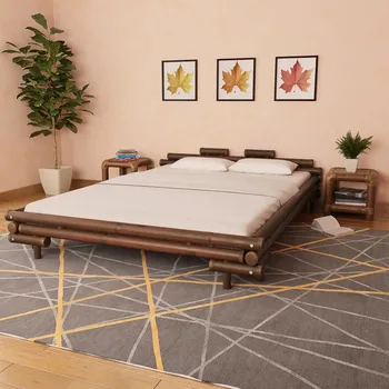 

vidaXL Bed Frame Dark Brown Bamboo 160 x 200cm 247294