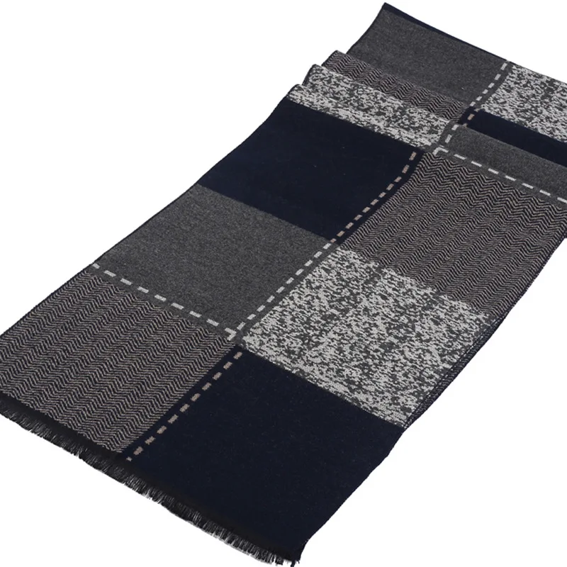1-Black gray Royalmaybe высокого класса мужской кашемировый шарф осень и зима Корейская версия прилива шарф мужской простой утолщение подарок - Цвет: 1-Black gray