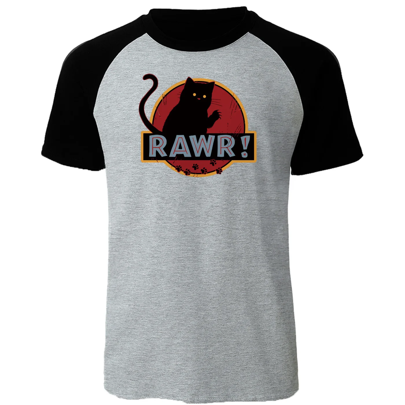Мужская Уличная футболка Rawr Cat реглан с забавным монстром хлопковая высокого