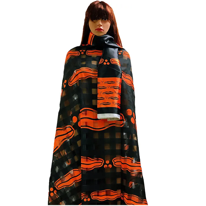 Искусственный шелк африканская вощеная ткань принтом квадратный дизайн органза шелковые ткани для женского платья