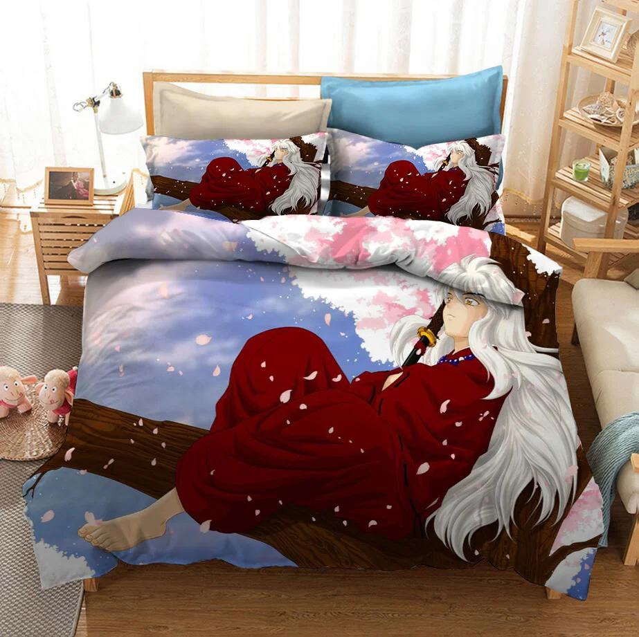 Anime Funny Figure Inuyasha 3D Printed Bedding Set Duvet Covers Queen King Size Pillowcases Comforter Bedclothes Bed Linen