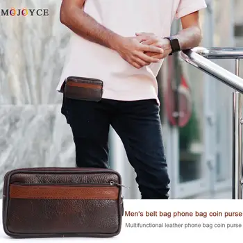 

Multi-Function Men Purse Cowhide Leather Retro Card Clutch Wallet Belt Bags