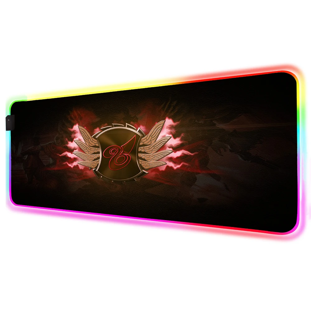

League of Legends Gang LOGO RGB Mouse Pad Player Accessories Large LED Black and Red MousePad Otaku Game Lovers Desktop Mousepad
